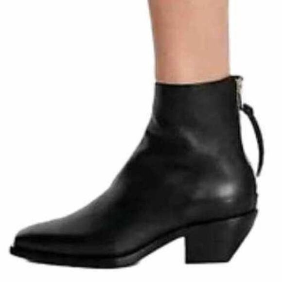ALLSAINT LENORA ANKLE LEATHER BOOTS COLOR BLACK LADIES 40 NWOB - Picture 1 of 16